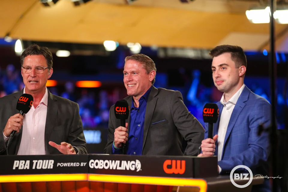 Presenters and a bowler during a PBA Tournament of Champions interview