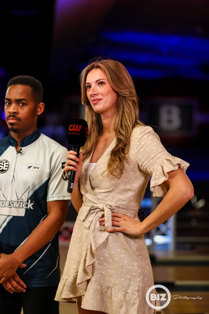 Presenter interviewing a bowler at the PBA Tournament of Champions