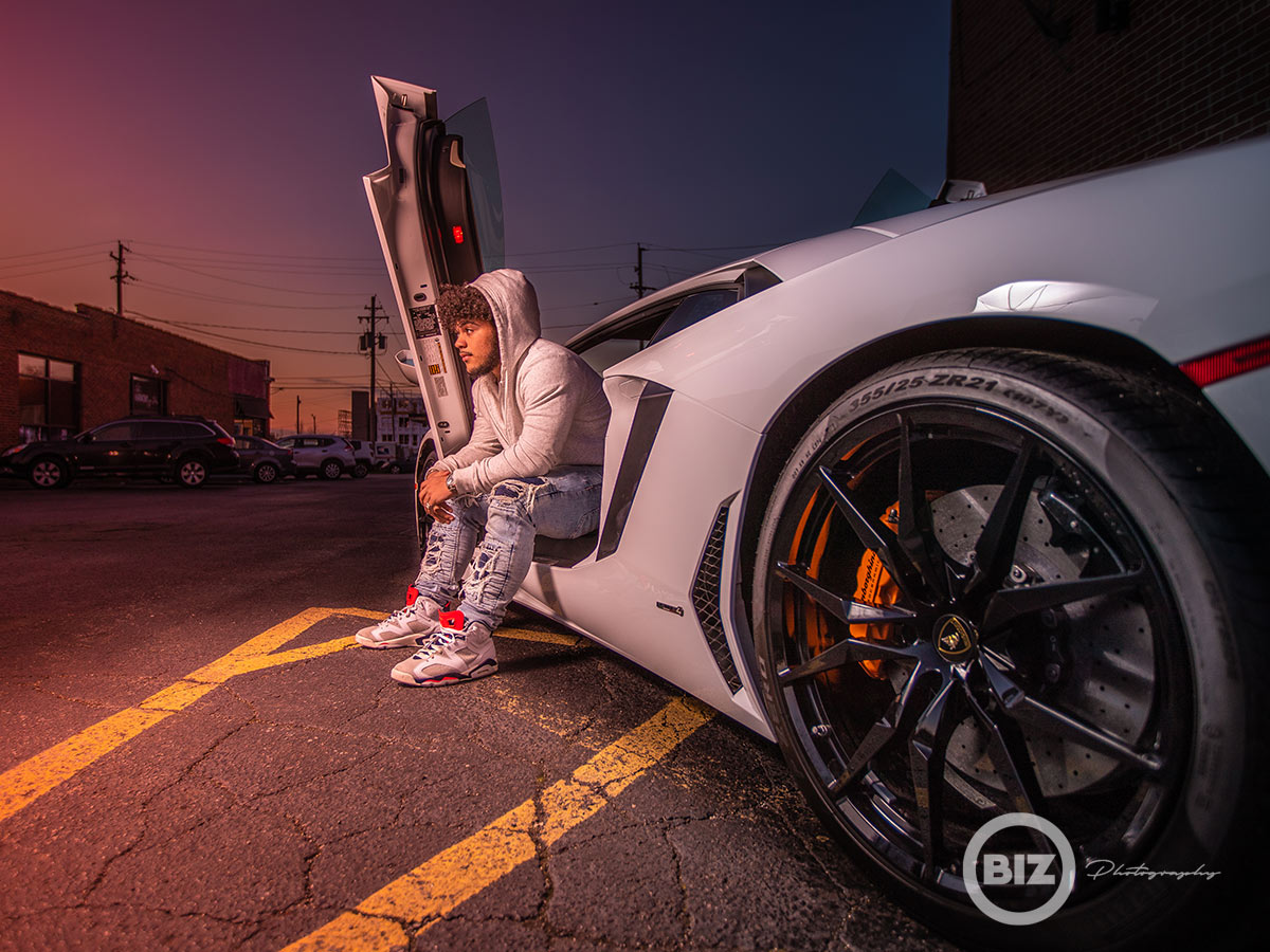 Bryce Agnew, Berea-Midpark High School, Senior pictures, lamborghini, aventador, white lamborghini